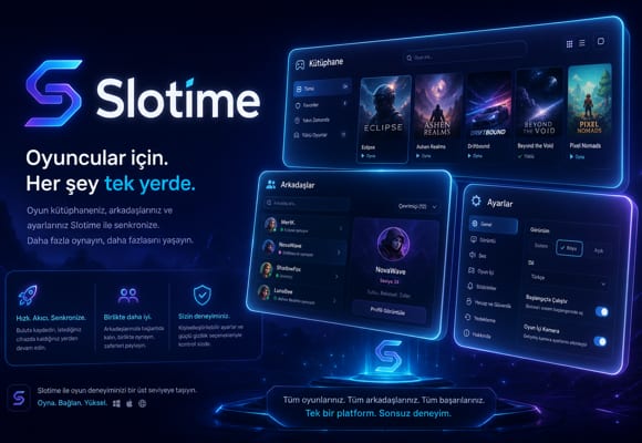 Slotime platformu özellikleri ve arayüz tanıtım görseli